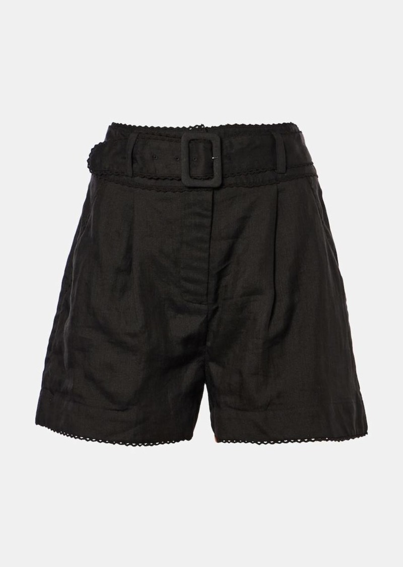 Veronica Beard Hobbes high-rise ramie shorts