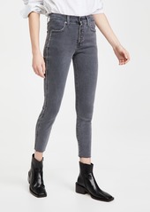Veronica Beard Jean Debbie High Rise Jeans with Piping and Raw Hem