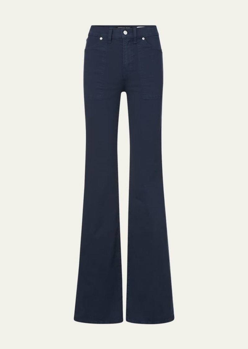 Veronica Beard Crosbie Wide-Leg Patch Pocket Jeans