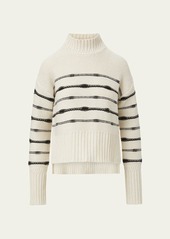 Veronica Beard Viori Striped Mock-Neck Sweater