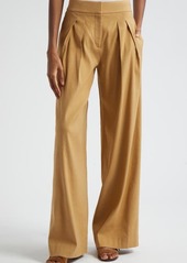 Veronica Beard Jodie Pleat Linen Blend Wide Leg Pants