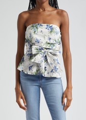 Veronica Beard Jolene Floral Strapless Cotton Top