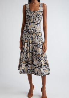 Veronica Beard Jolie Print Sleeveless Midi Dress