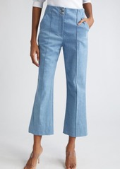 Veronica Beard Kean Pintuck Denim Flare Leg Pants