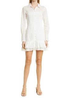 Veronica Beard Kelsey Long Sleeve Cotton Shirtdress in White at Nordstrom