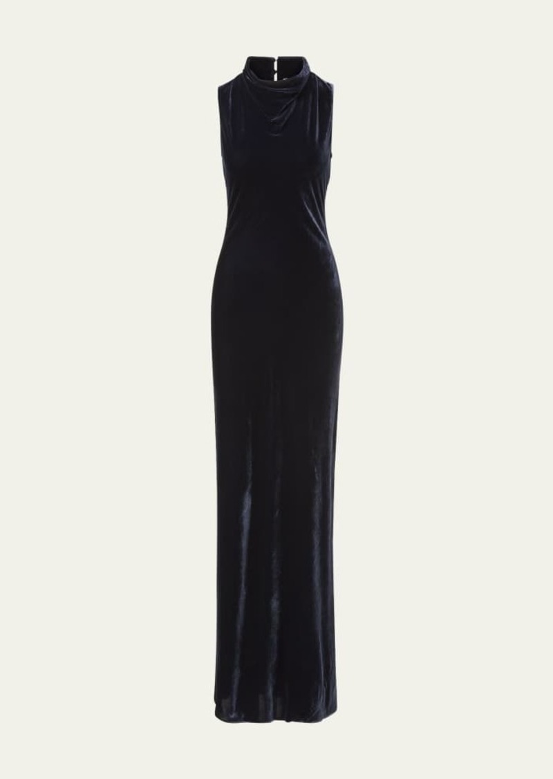 Veronica Beard Kura Velvet Cowl-Neck Maxi Dress
