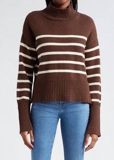 Veronica Beard Lancetti Stripe Cotton Mock Neck Sweater
