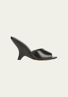 Veronica Beard Mila Leather Peep-Toe Wedge Sandals