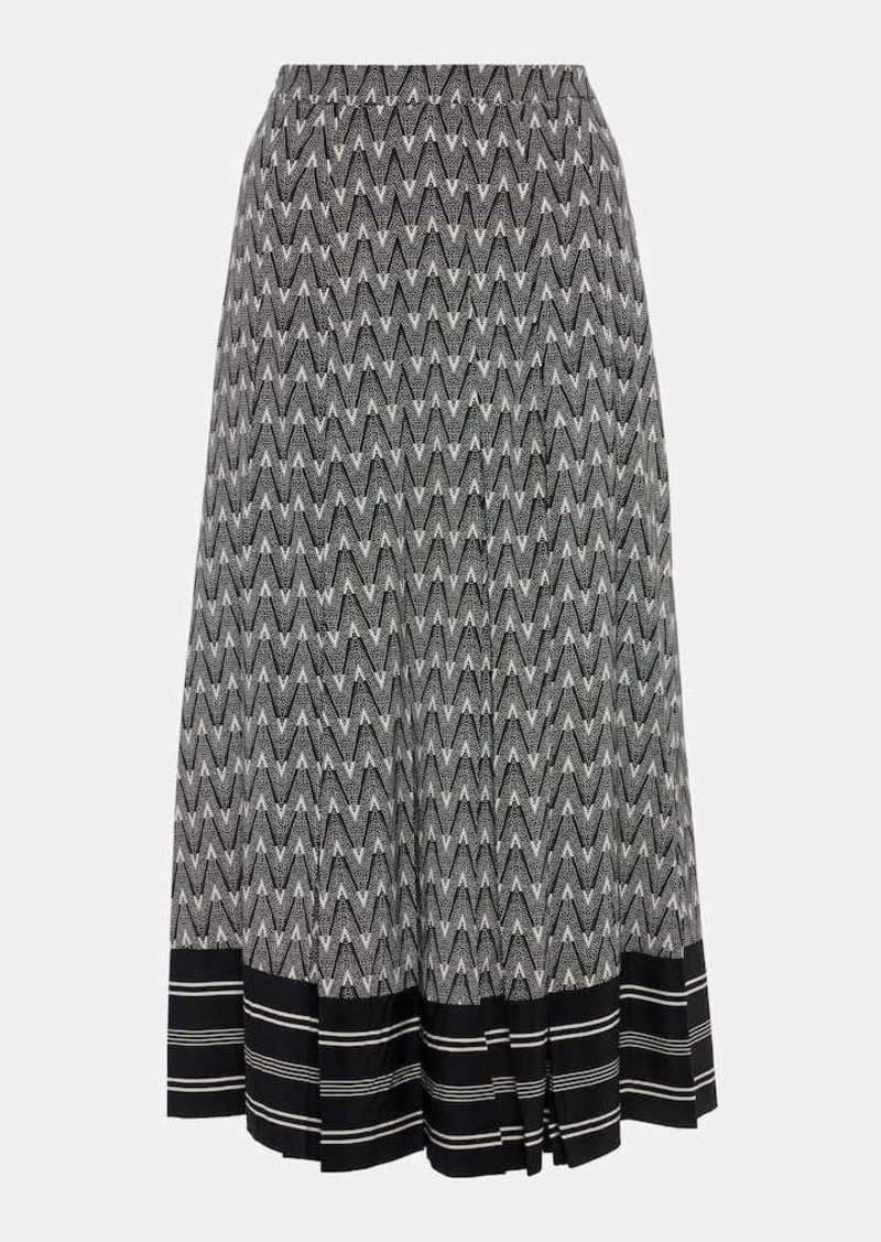 Veronica Beard Norris logo silk-blend midi skirt