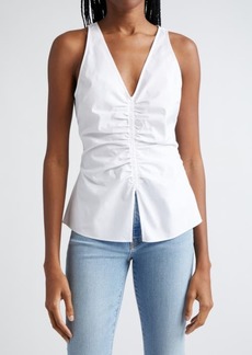 Veronica Beard Oya Center Ruched Stretch Cotton Top