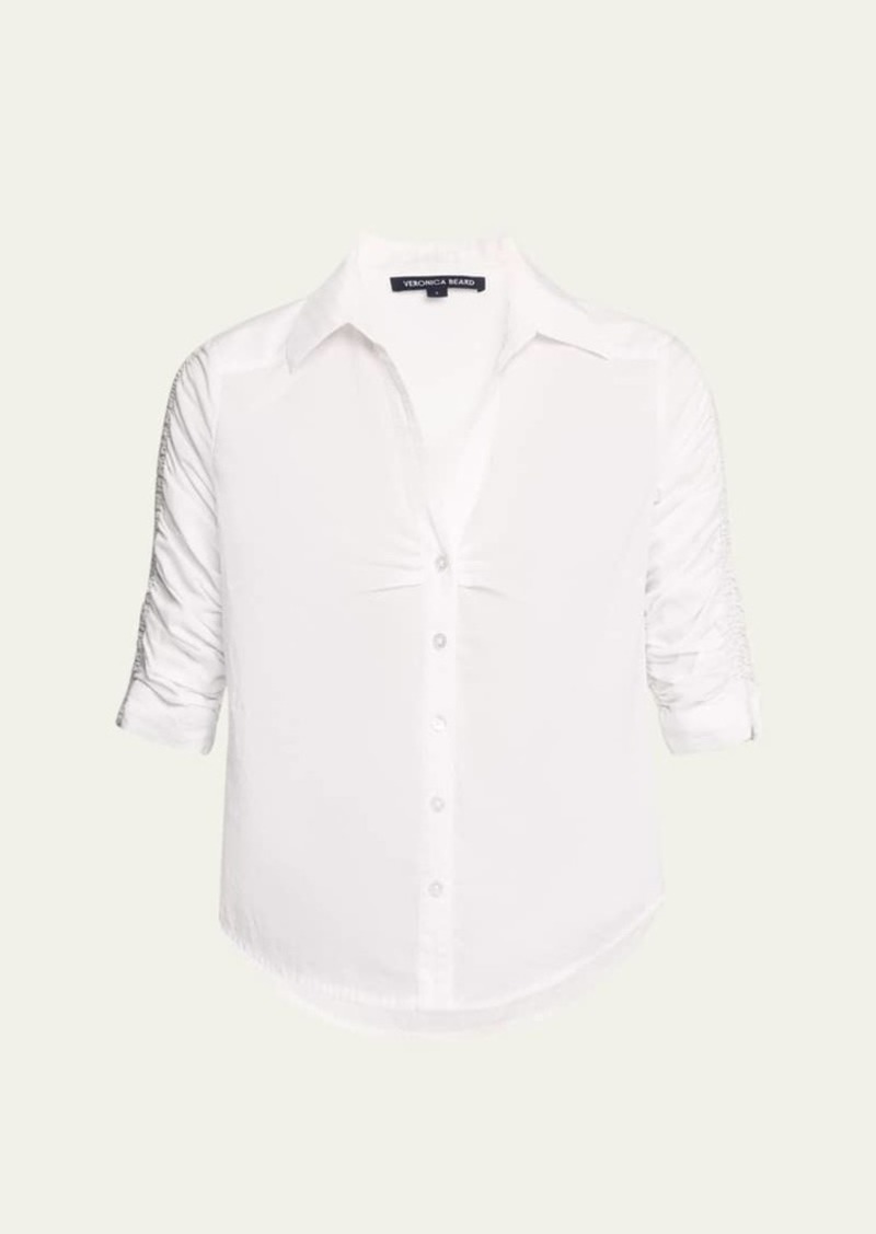 Veronica Beard Porta Ruched Button-Front Shirt