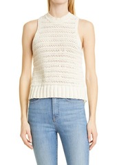 Veronica Beard Sade Mixed Media Cotton Blend Shirttail Tank in Ivory at Nordstrom