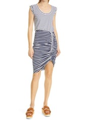 Veronica Beard Tamri Stripe Ruched Dress in Vintage Navy/White at Nordstrom