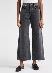 Veronica Beard Taylor High Waist Raw Hem Crop Wide Leg Jeans