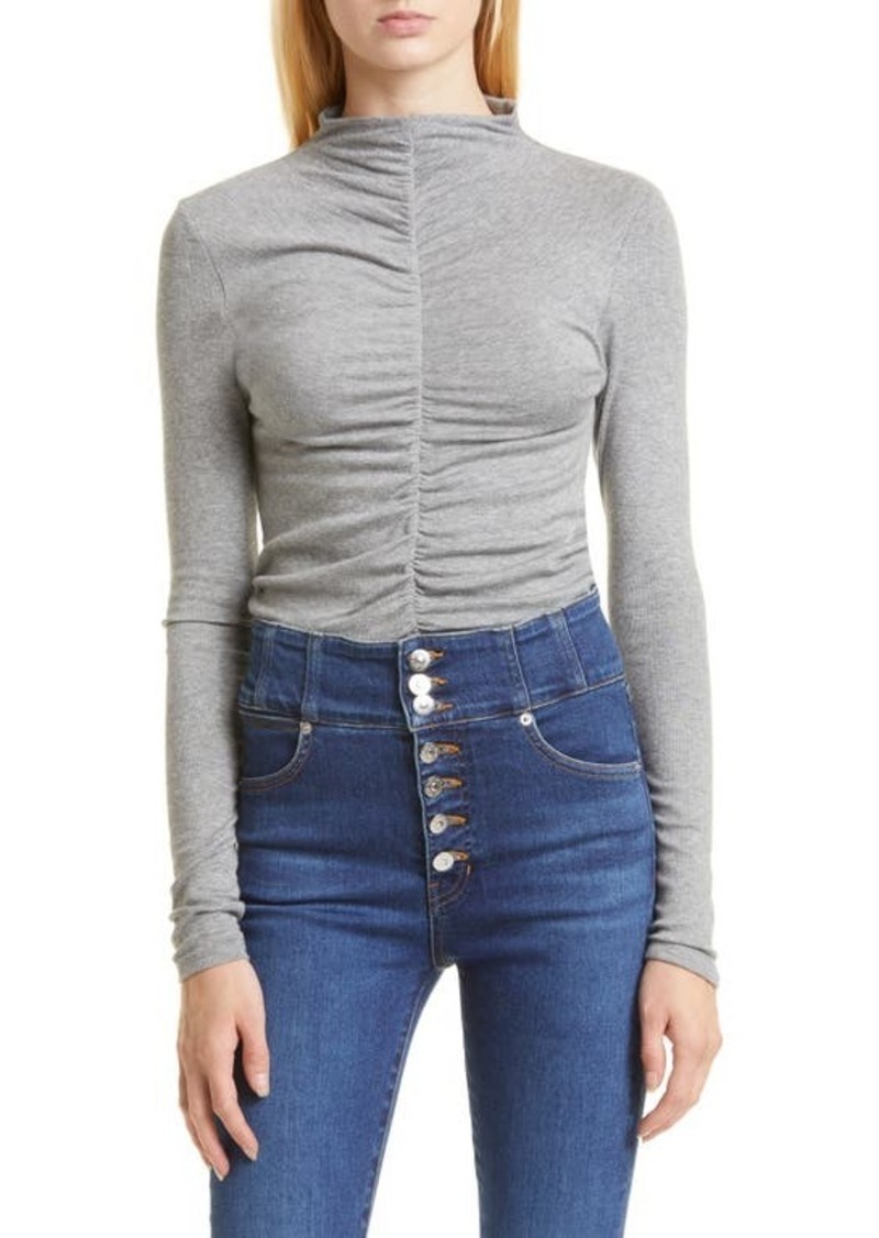 Veronica Beard Theresa Ruched Funnel Neck Top