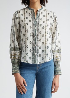 Veronica Beard Thorp Mixed Floral Ramie Button-Up Shirt