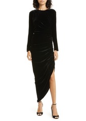 Veronica Beard Tristana Long Sleeve Asymmetric Velvet Dress