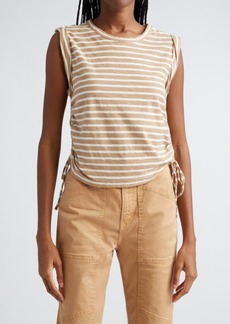 Veronica Beard Vinci Side Ruched Cotton Muscle Tee