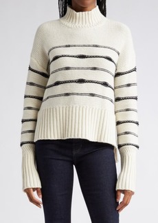 Veronica Beard Viori Stripe Wool Blend Mock Neck Sweater
