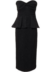 Veronica Beard Woman Allyson Strapless Jacquard Peplum Midi Dress Black