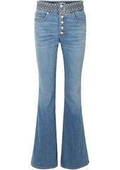 Veronica Beard Woman Beverly Braid-trimmed High-rise Flared Jeans Mid Denim