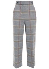 Veronica Beard Woman Isley Cropped Prince Of Wales Checked Cotton-blend Straight-leg Pants Midnight Blue