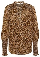 Veronica Beard Woman Jaz Shirred Leopard-print Silk-georgette Blouse Animal Print