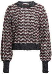 Veronica Beard Woman Ruth Cropped Metallic Jacquard-knit Sweater Gunmetal
