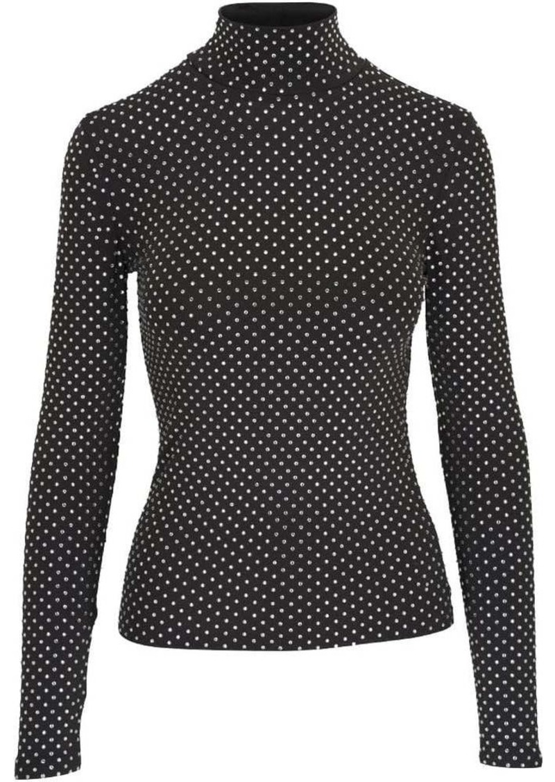 Veronica Beard Women's Parke Slim Fit Silver Studd Turtleneck TOP Black