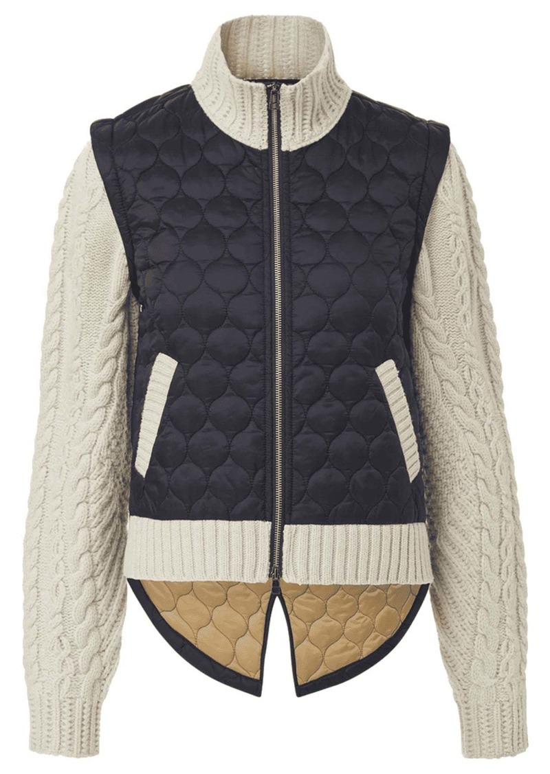 Veronica Beard Women's Patra Mixed Media Jacket, Navy/Ivory