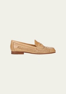 Veronica Beard Woven Leather Penny Loafers