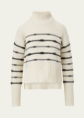 Veronica Beard Viori Striped Mock-Neck Sweater