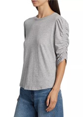 Veronica Beard Waldorf Ruched Cotton T-Shirt