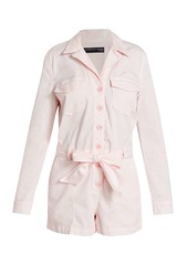 Veronica Beard Winifred Belted Stretch Cotton Twill Romper