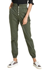 Veronica Beard Tedi Paperbag Waist Stretch Cotton Jogger Pants in Army Green at Nordstrom