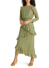 Women's Veronica Beard Tenise Paisley Silk Ruffle Dress