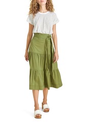 Veronica Beard Trail Mixed Media Cotton Dress in White/Fern at Nordstrom