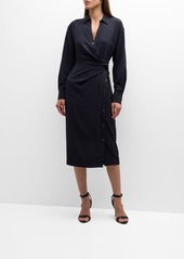 Veronica Beard Wright Button-Front Midi Wrap Dress
