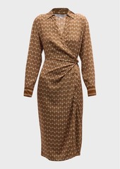 Veronica Beard Wright Printed Silk Midi Wrap Dress