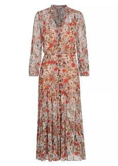 Veronica Beard Zovich Floral Button-Front Midi-Dress