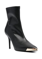 Versace 100mm logo-engraved pointed-toe boots