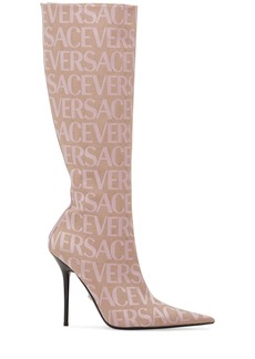 Versace 110mm Canvas & Leather Boots