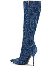 Versace 110mm Printed Denim Tall Boots