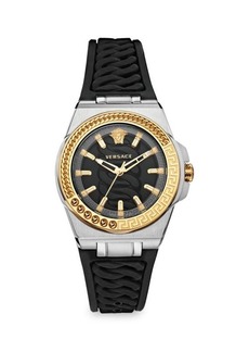 Versace 40MM Chain Reaction Two Tone Stainless Steel & Silicone Strap Watch