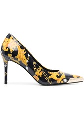 Versace 80mm engraved-logo leather pumps