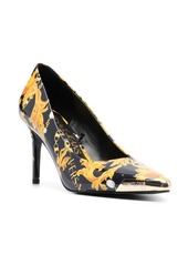 Versace 80mm engraved-logo leather pumps