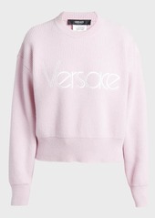 Versace 90s Logo Embroidered Rib Crewneck Sweater