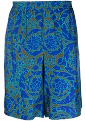 Versace abstract-print silk shorts