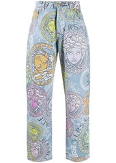 Versace all-over logo print straight jeans