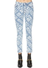 Versace All Over Printed Cotton Denim Jeans